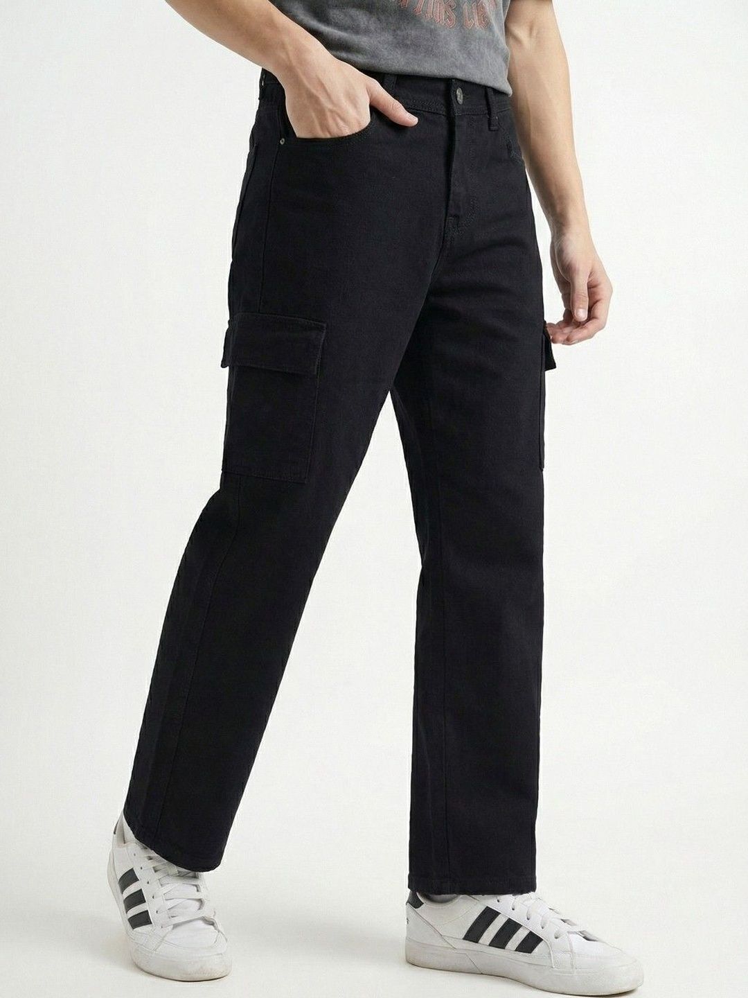 glitchez Men Classic Relaxed Fit Mid-Rise Stretchable Jeans