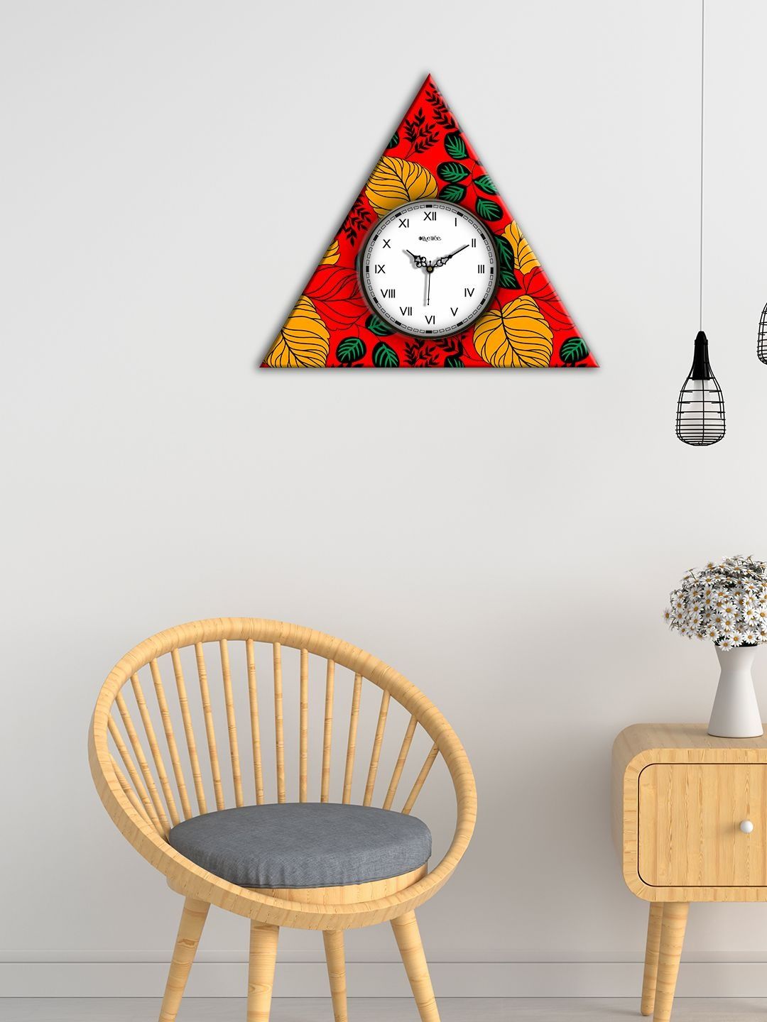 OLIVE TREE OLIVE TREE Multicoloured & Red Printed Geometric Contemporary Wall Clock