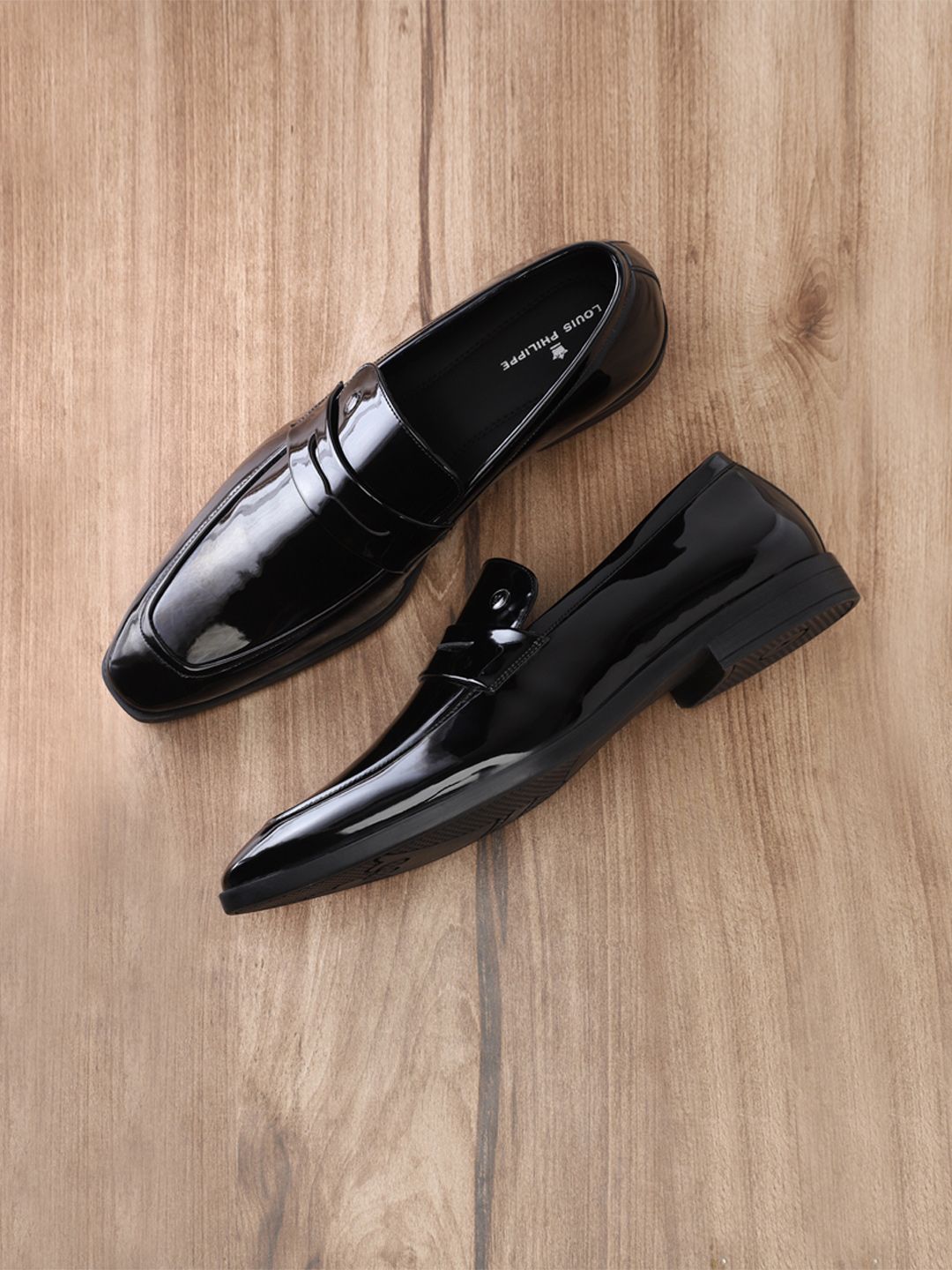 Louis Philippe Men Patent Leather Breathable Anti Slip with Heel Formal Slip-on Shoes