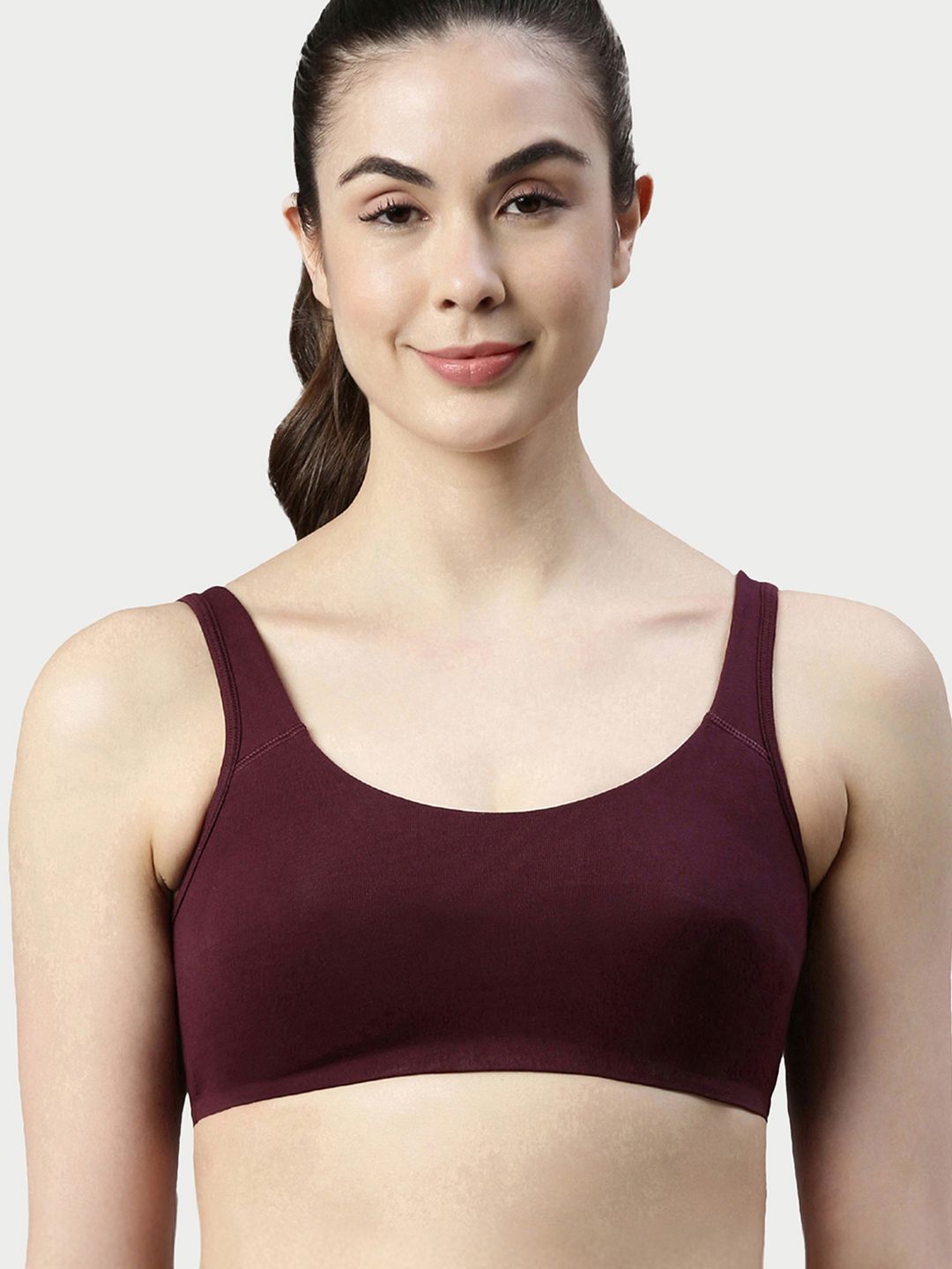 Enamor Non-Padded Wirefree & High Coverage Low Impact Sports Bra Sb06