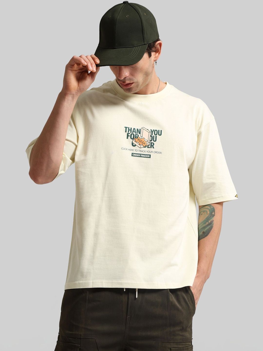 Maniac Men Printed Drop-Shoulder Sleeves T-shirt