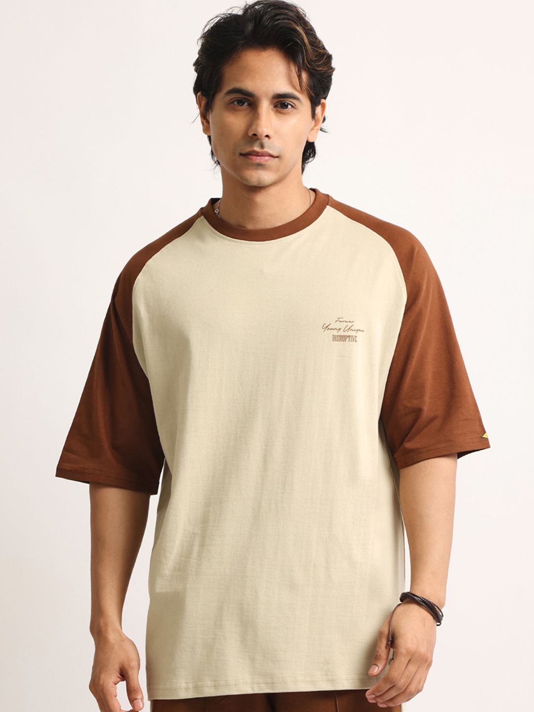 Maniac Men Typography Colourblocked T-shirt