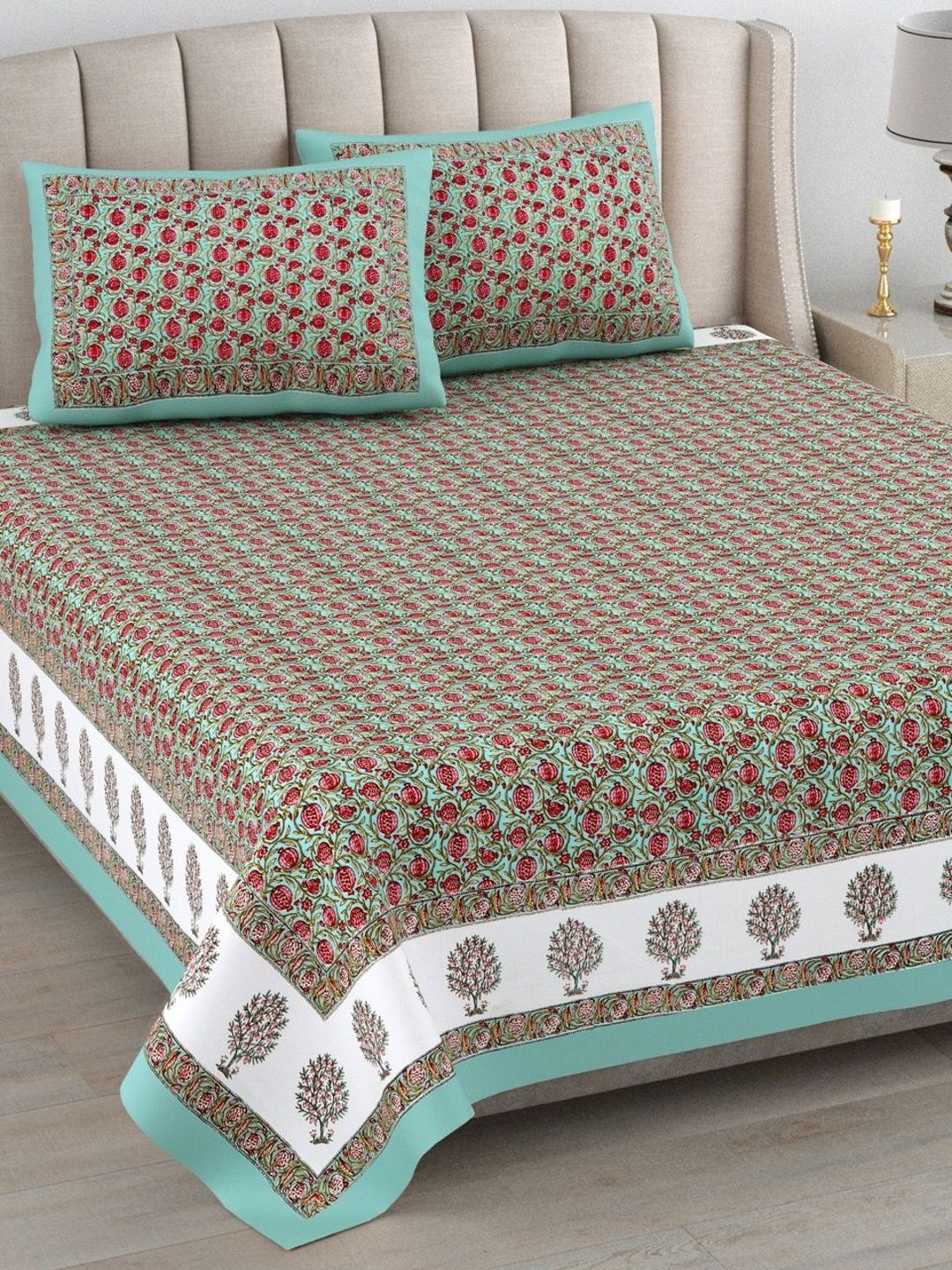 elanorhomes Multicoloured Floral King Bedsheet with 2 Pillow Covers