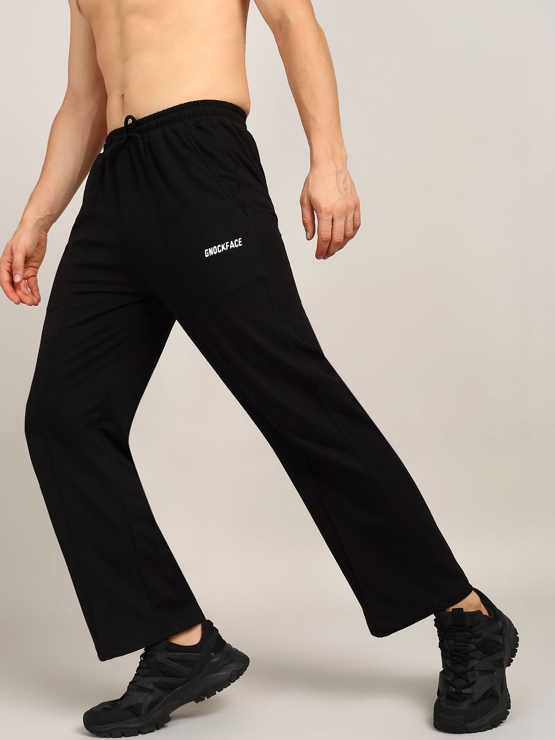 GNOCKFACE Men Straight Fit Brand Logo Training Track Pants