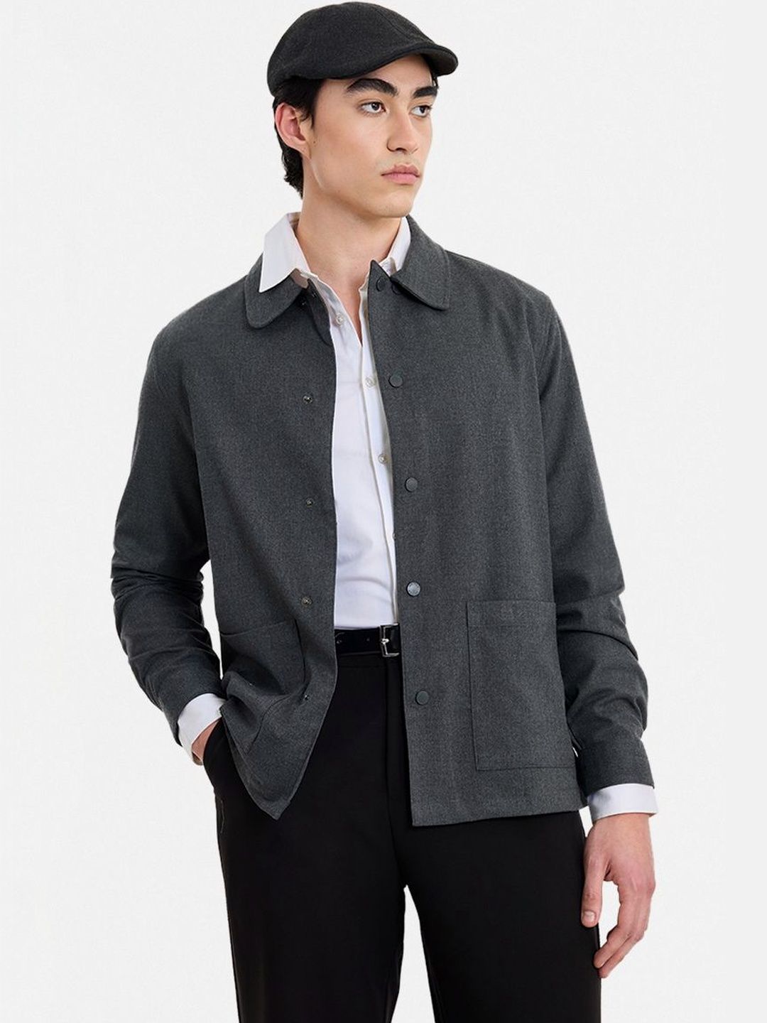 Snitch Charcoal Grey Solid Jacket