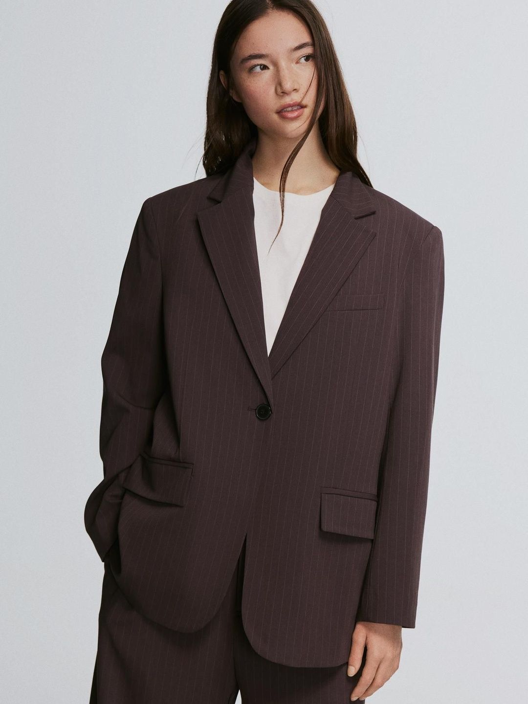 Striped crossover blazer