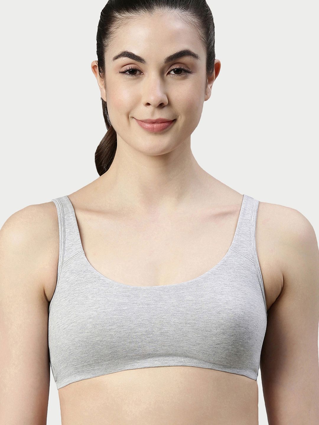 Enamor Non-Padded Wirefree & High Coverage Low Impact Sports Bra Sb06