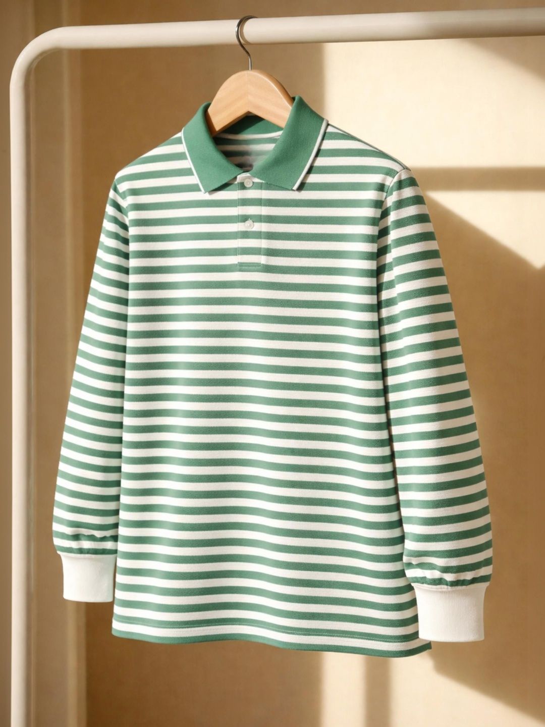 MACK JONNEY Men Striped Polo Collar T-shirt