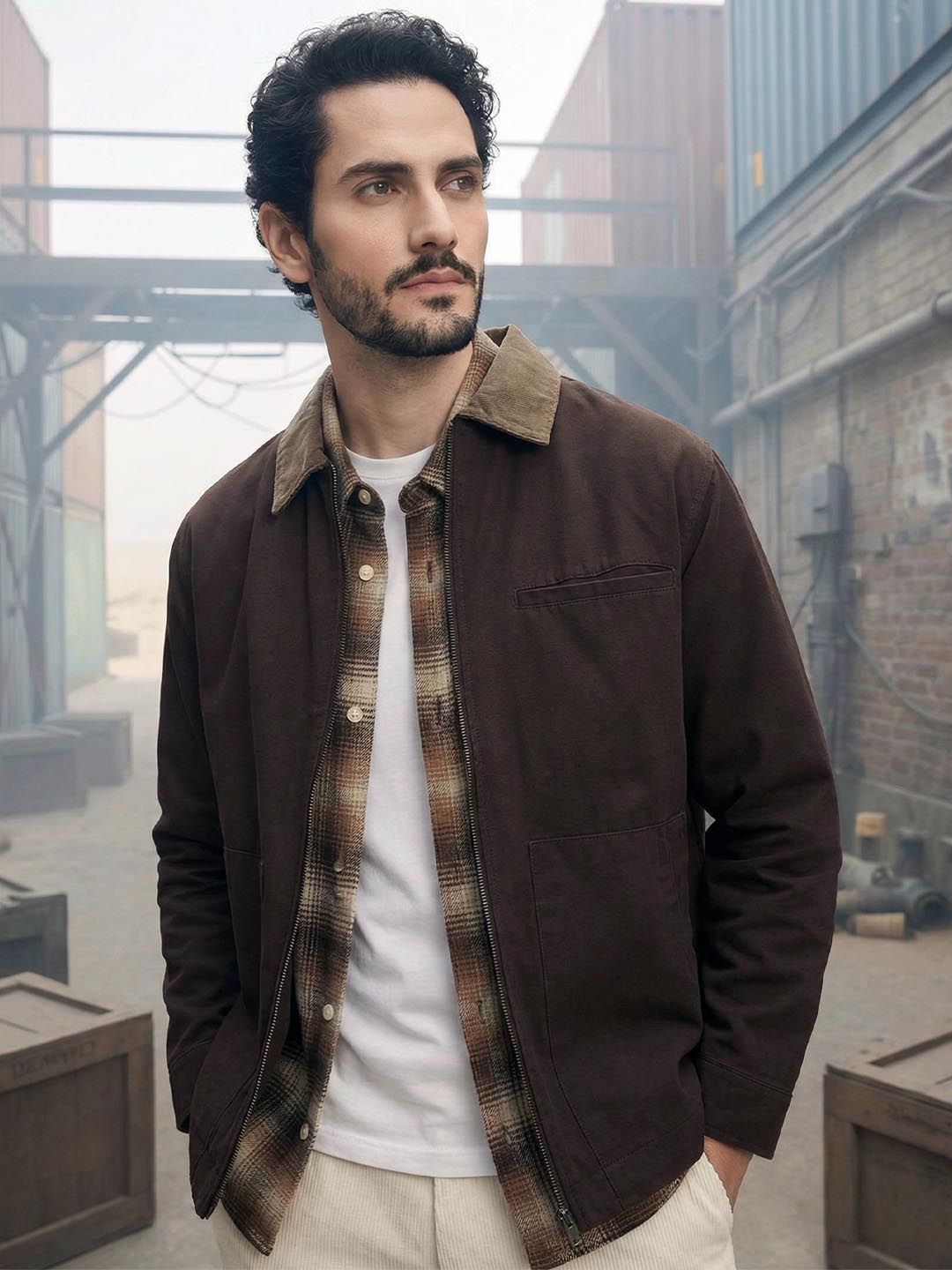 Buy XYXX Men Zip Up Solid Canvas Cotton Boxy Fit Jacket - Jackets