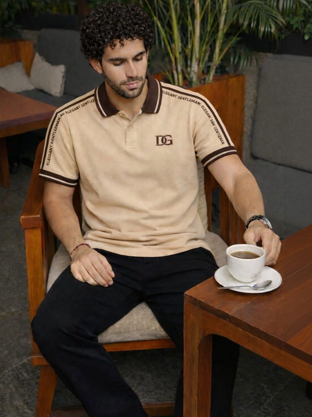 DAMN GUD DG Men Typography Printed Polo Collar T-shirt