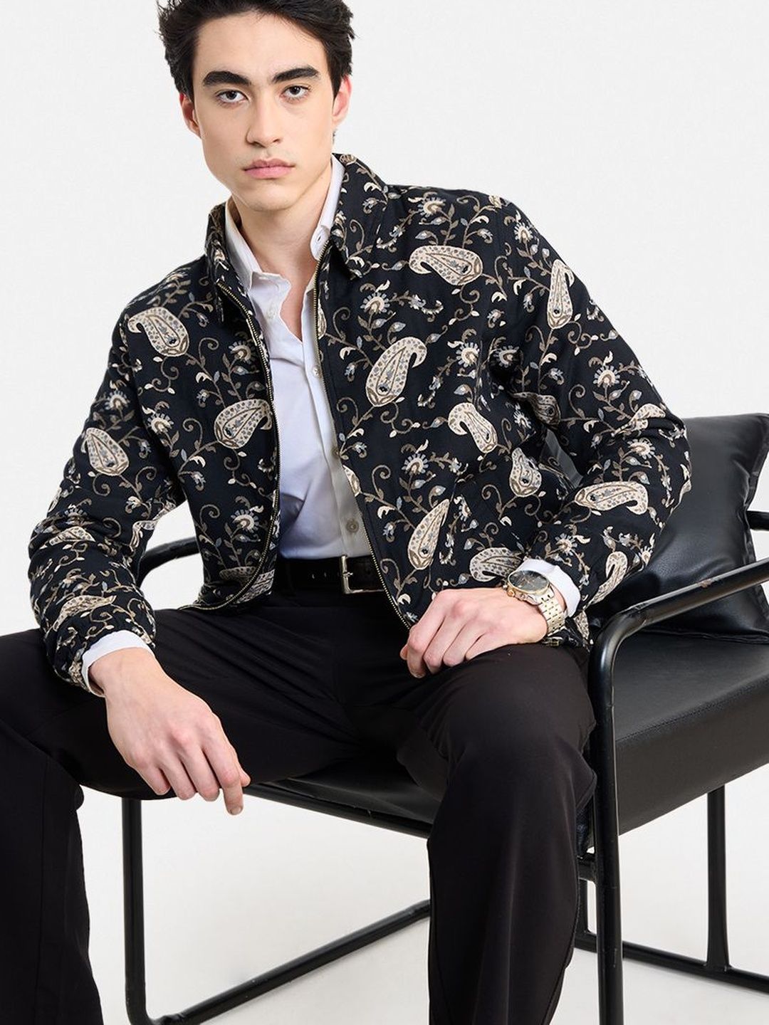 Snitch Black Printed Jacket