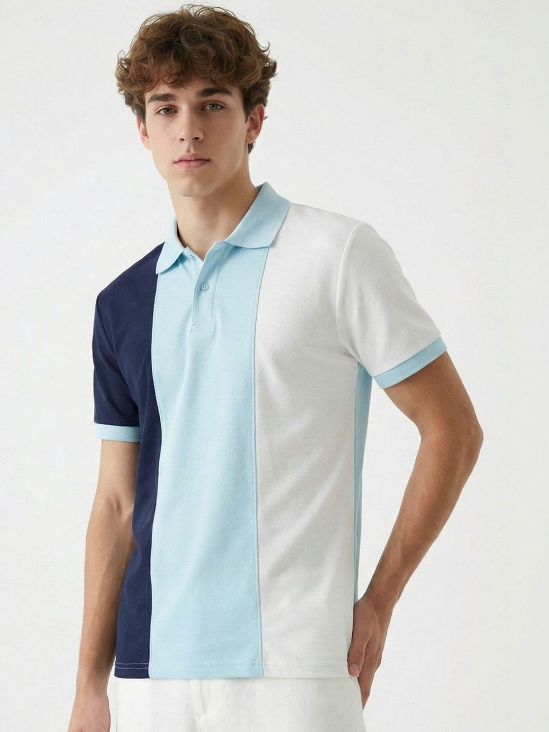 glitchez Men Colourblocked Polo Collar T-shirt