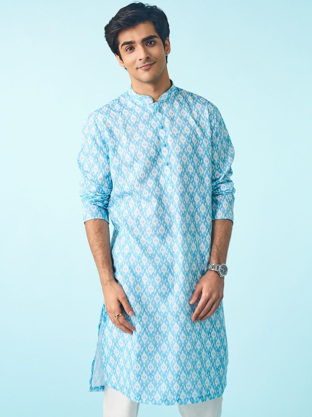 Diwas by Manyavar Men Geometric Printed Kurta