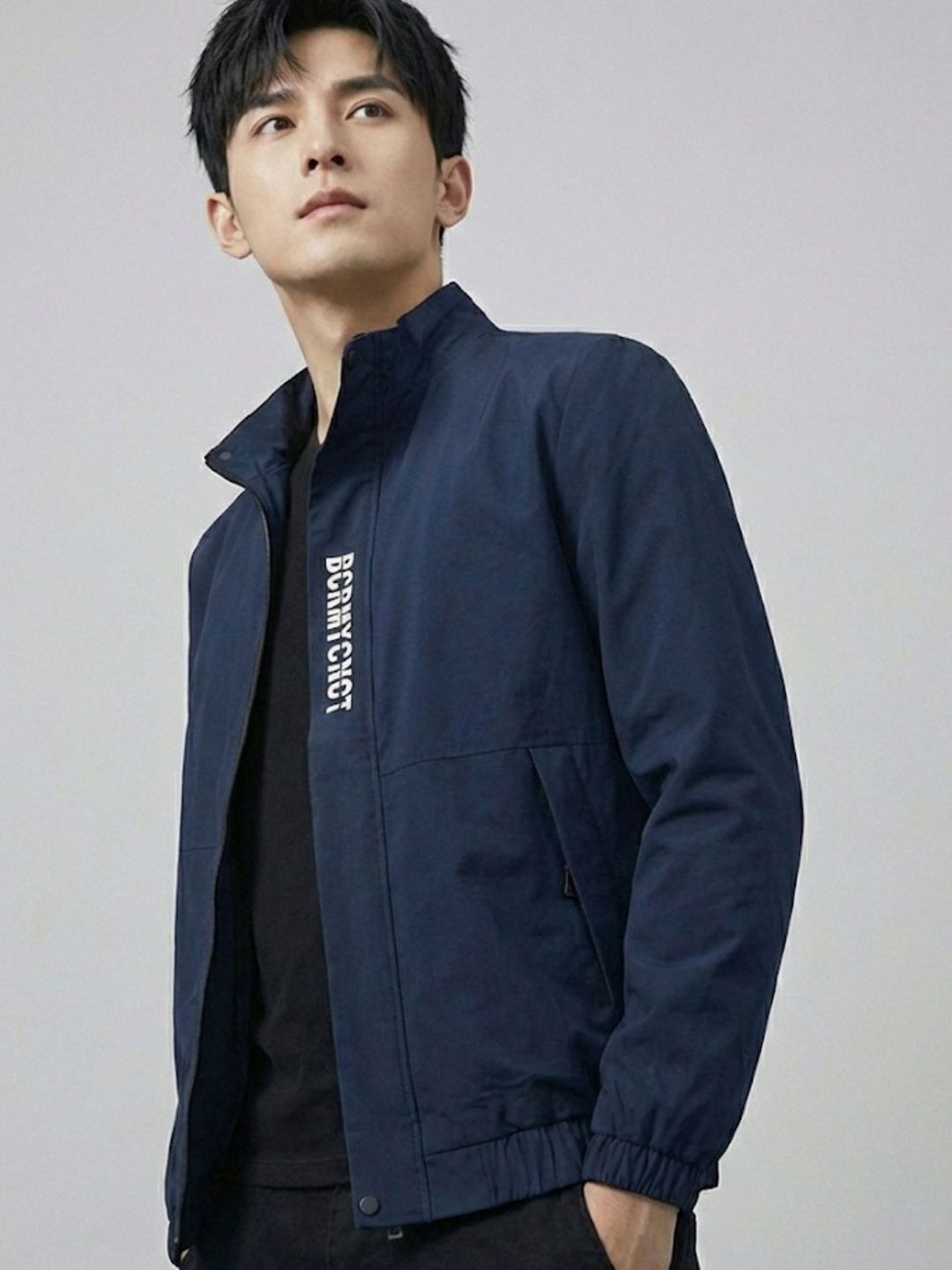 MIA FASHION Men Typography Lightweight Biker Jacket