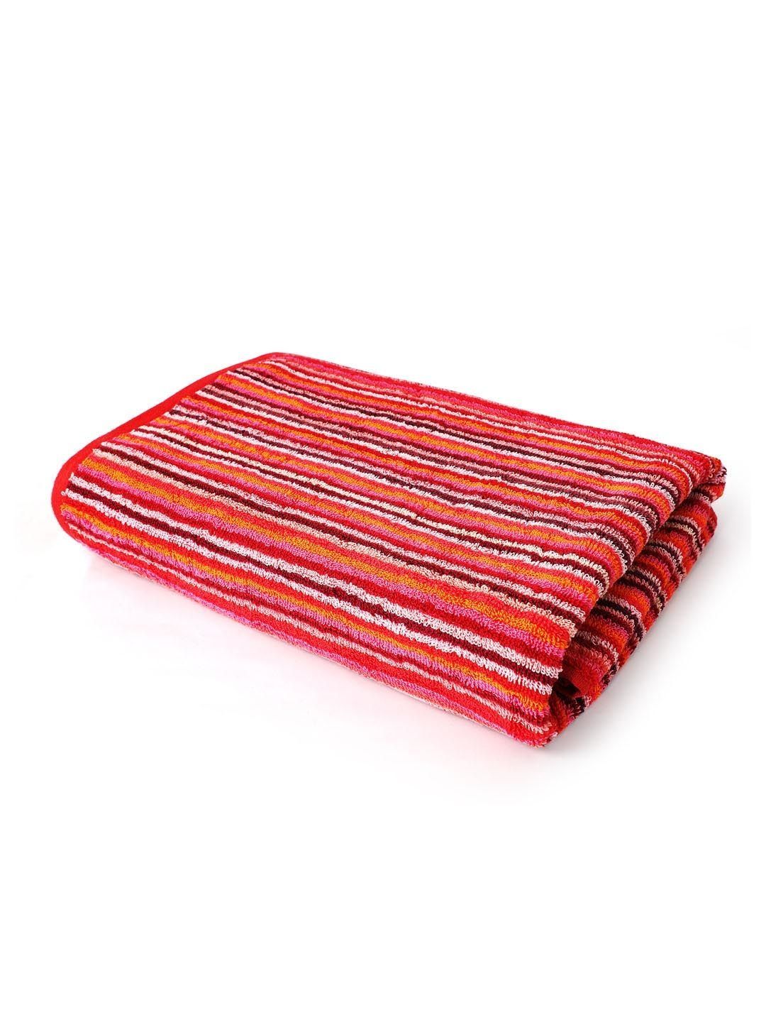 Layers Red & Pink 1 Striped Cotton 500 GSM Bath Towel