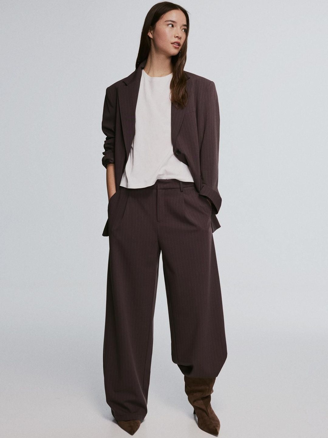 Striped crossover blazer