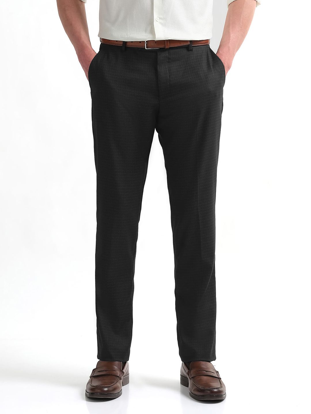 Arrow Men Checked Hudson Tailored Fit Formal Trousers