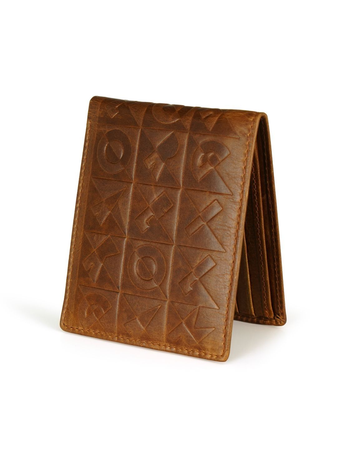 GILMORE OAK Men Geometric Textured Leather Two Fold Wallet