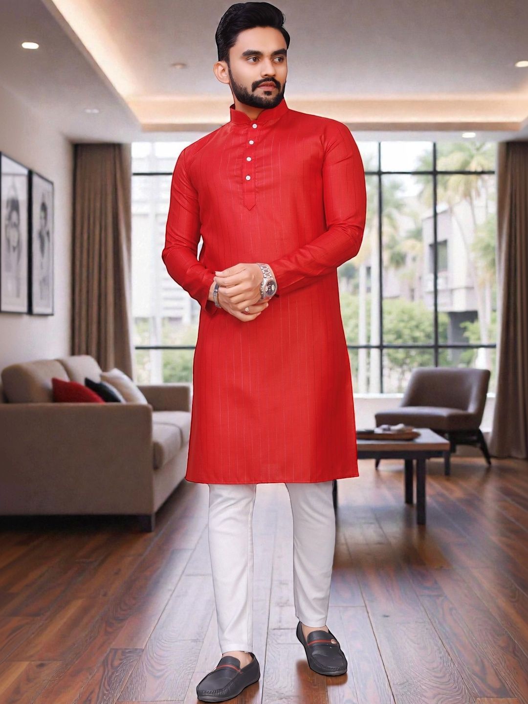 MAITHILI CREATION Mandarin Collar Cotton Kurta