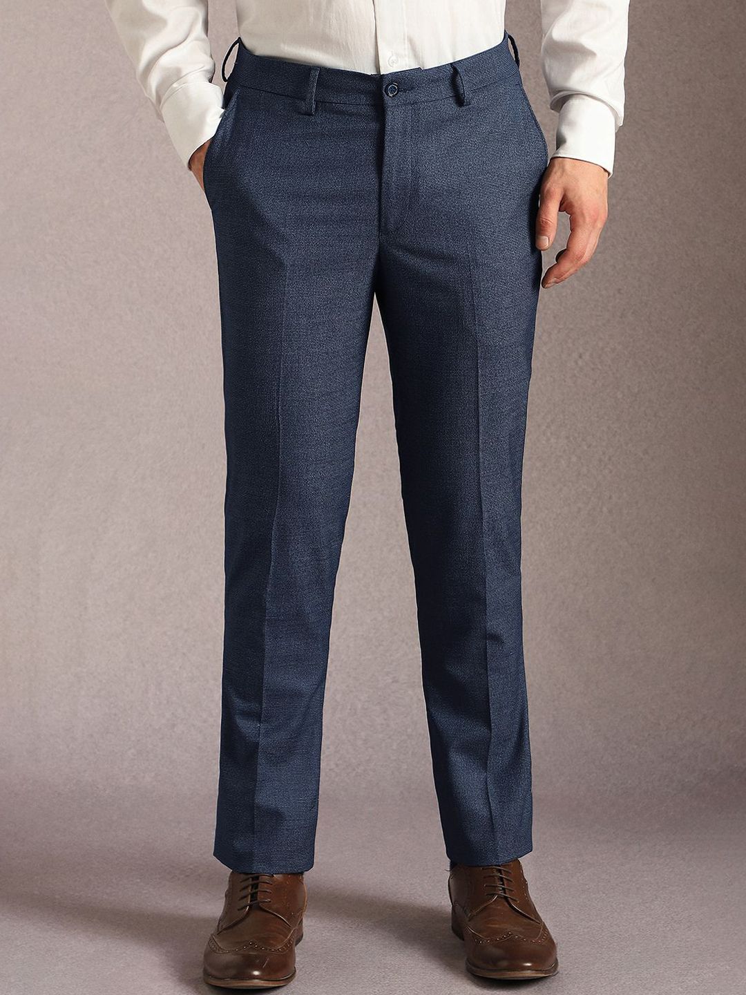 Buy Men Slim Fit ELASTICA Comfort Stretch Checks Formal Trouser