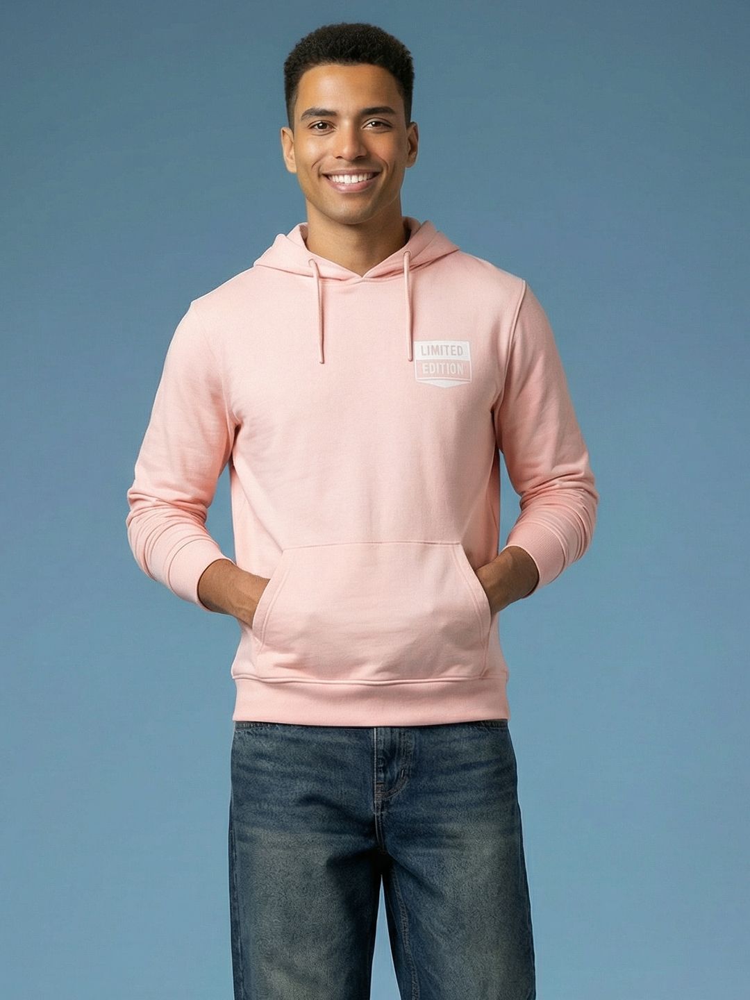 HERE&NOW Hooded Pure Cotton Sweatshirt with Minimal Print