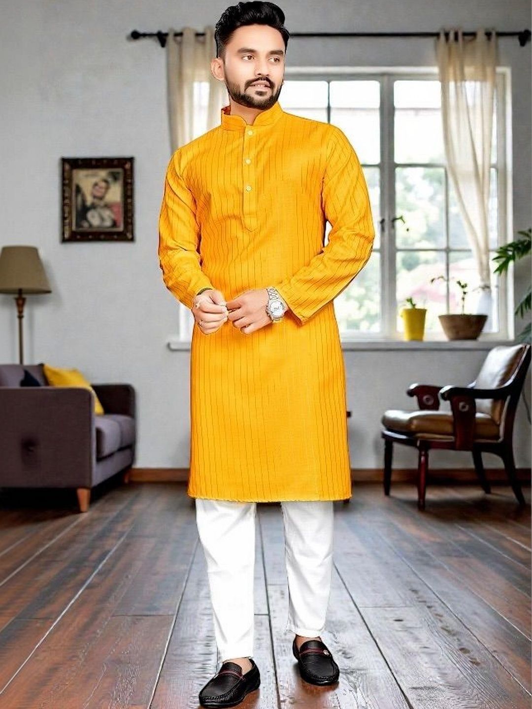 MAITHILI CREATION Mandarin Collar Cotton Kurta