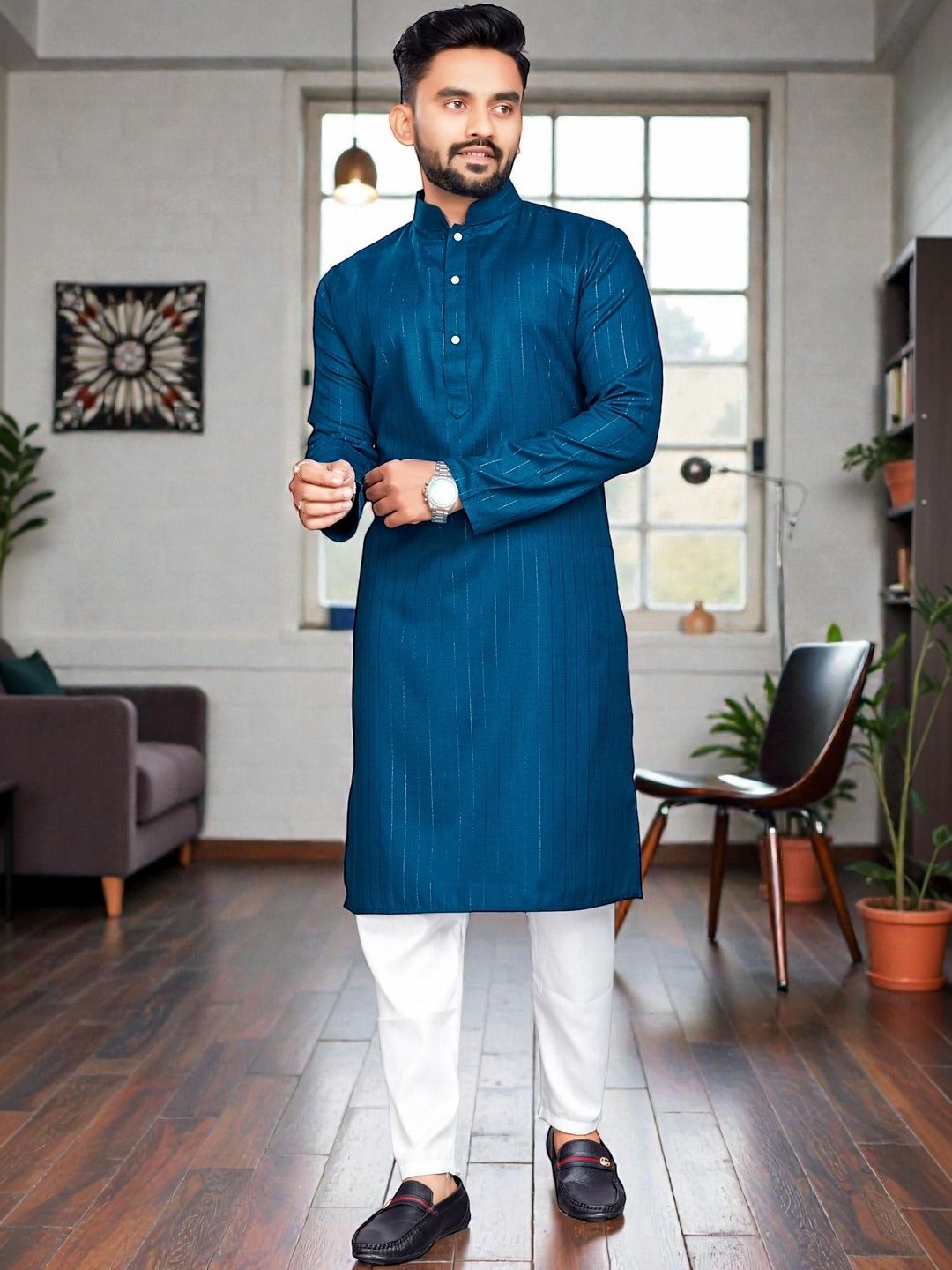 MAITHILI CREATION Mandarin Collar Cotton Kurta