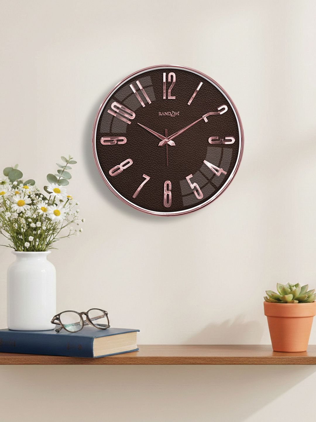 RANDOM Multicoloured & Brown Textured Wall Clock