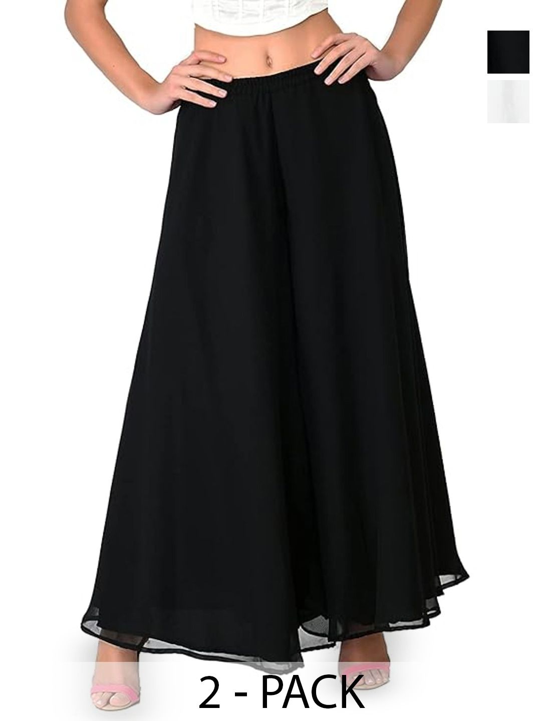 ERUDITE CLUB Women 2 Flared Georgette Ethnic Palazzos