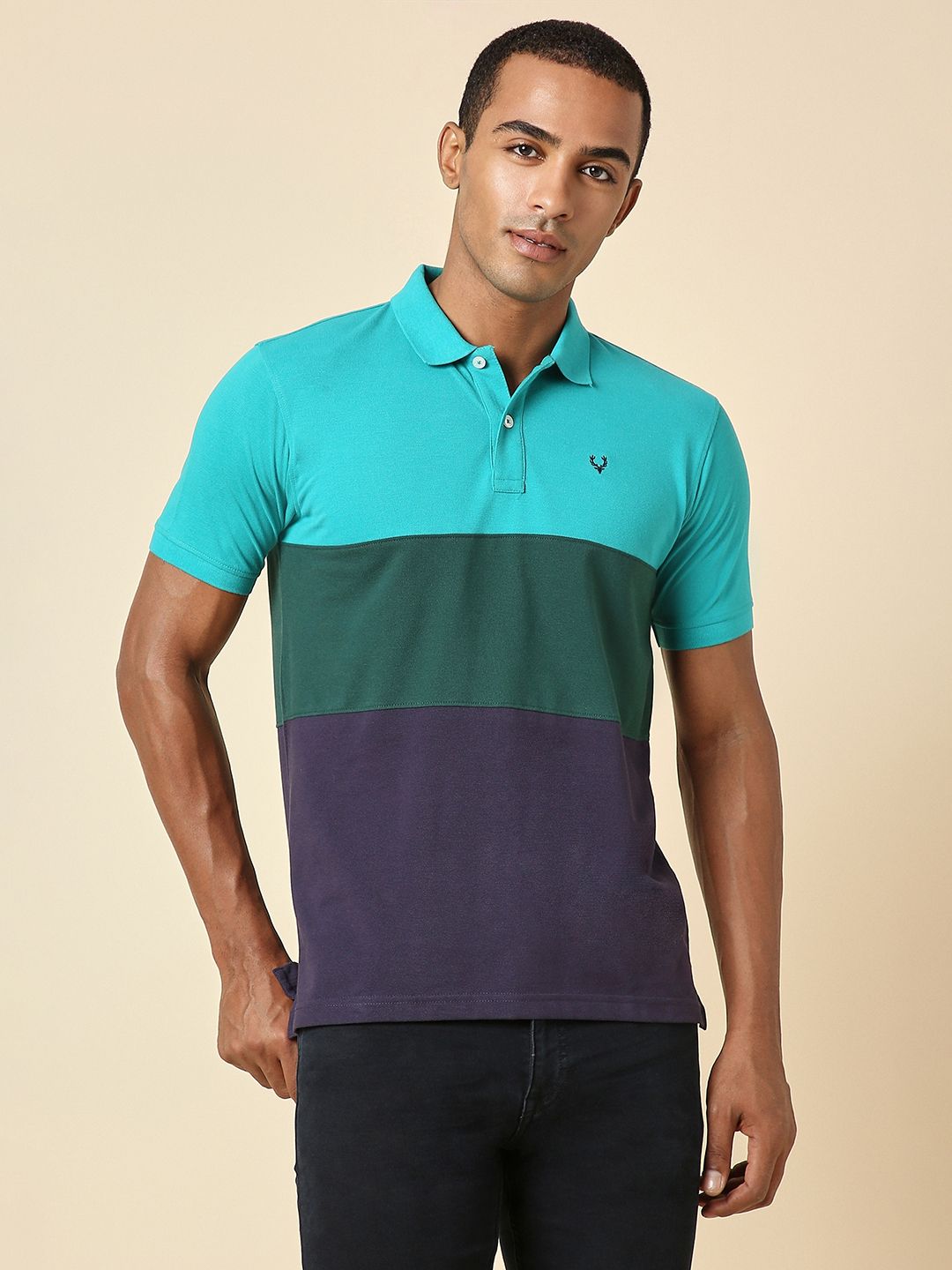 Allen Solly Colourblocked Polo Collar T-shirt