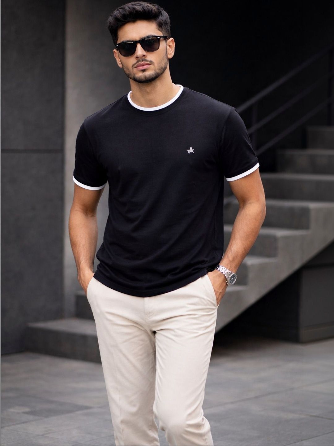 Parcel Yard Men Brand Logo T-shirt
