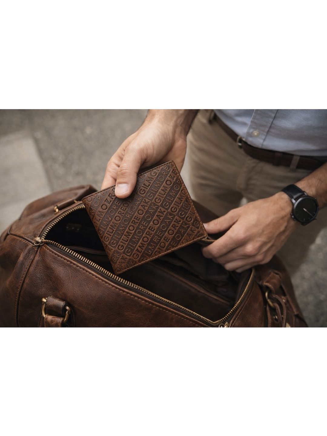 GILMORE OAK Men Leather Two Fold Wallet