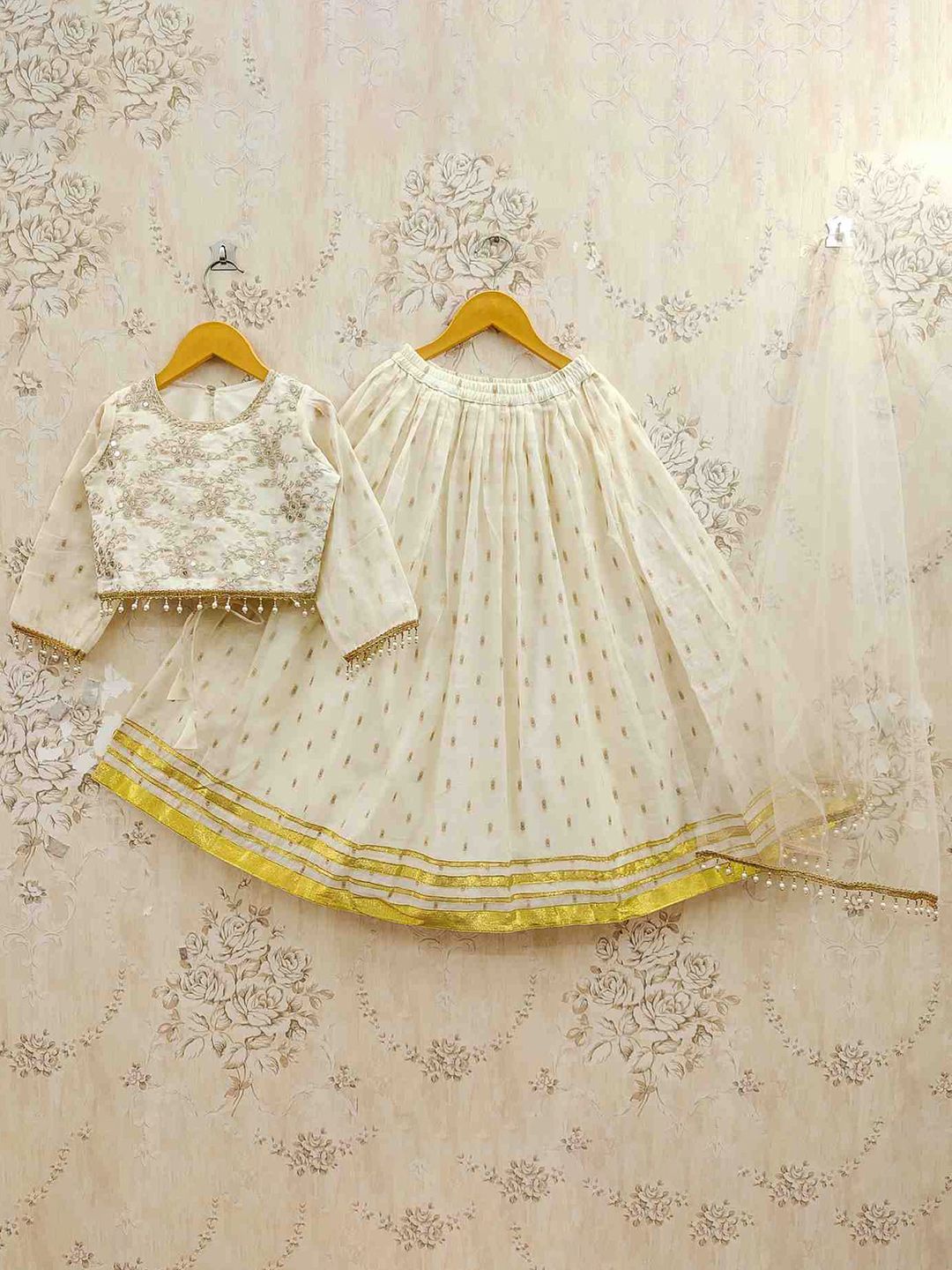 JOVK DESIGN Girls Sequinned Tie and Dye Ready to Wear Lehenga & Blouse With Dupatta