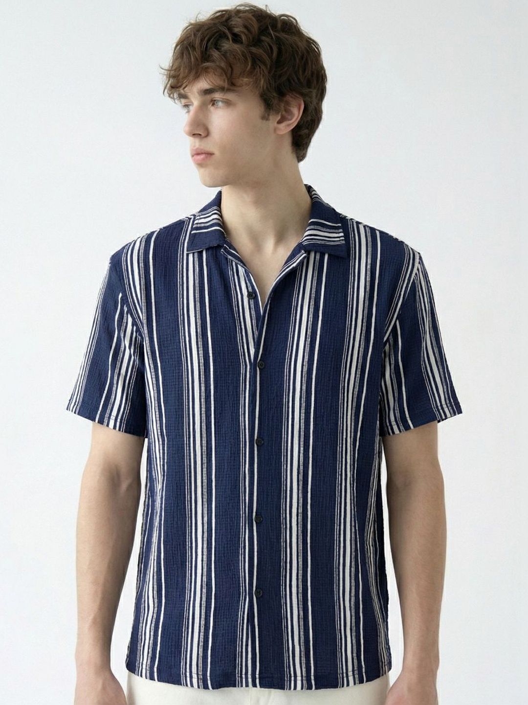 glitchez Men Premium Striped Casual Shirt
