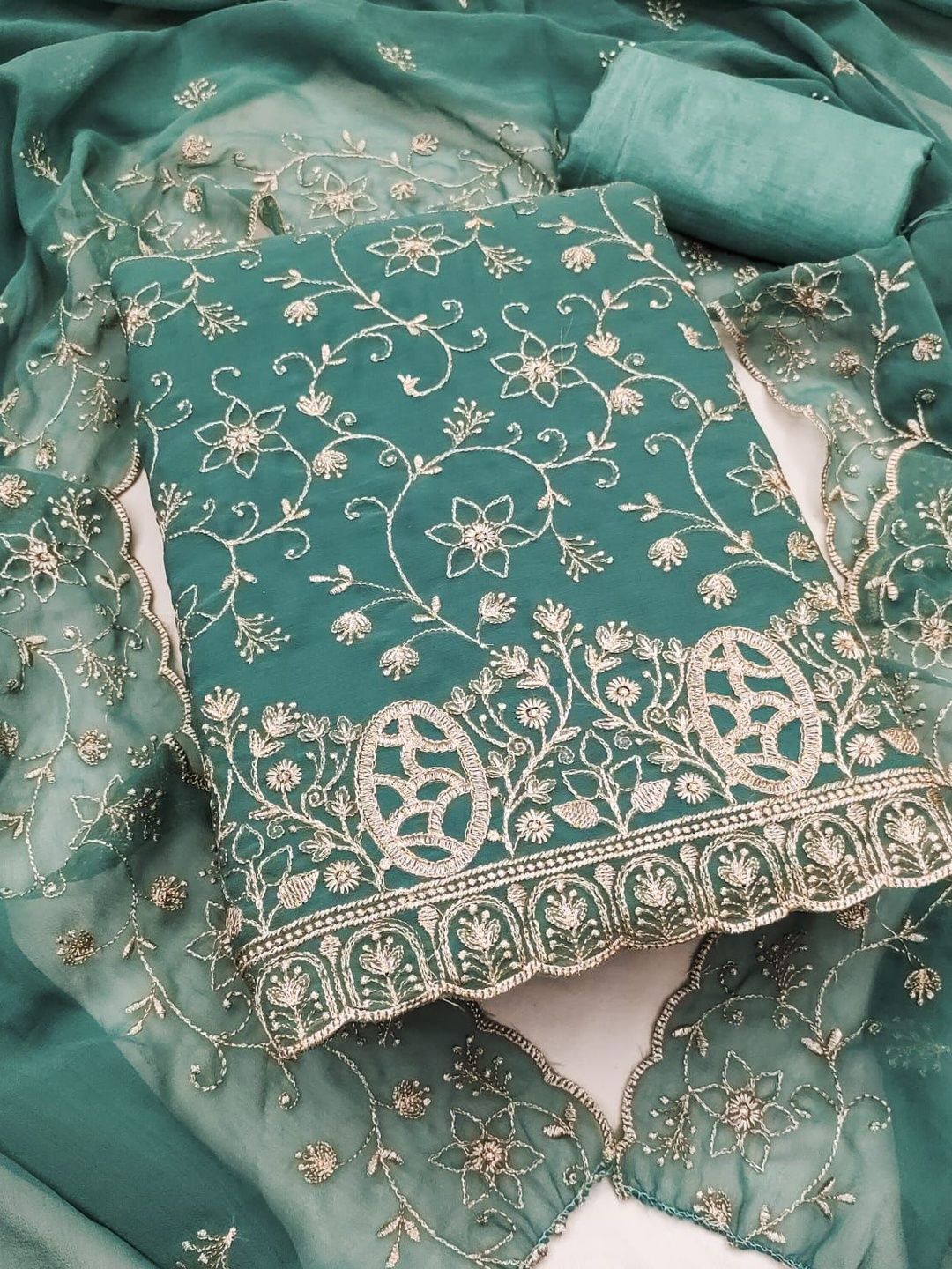 HMP Fashion Embroidered Unstitched Dress Material