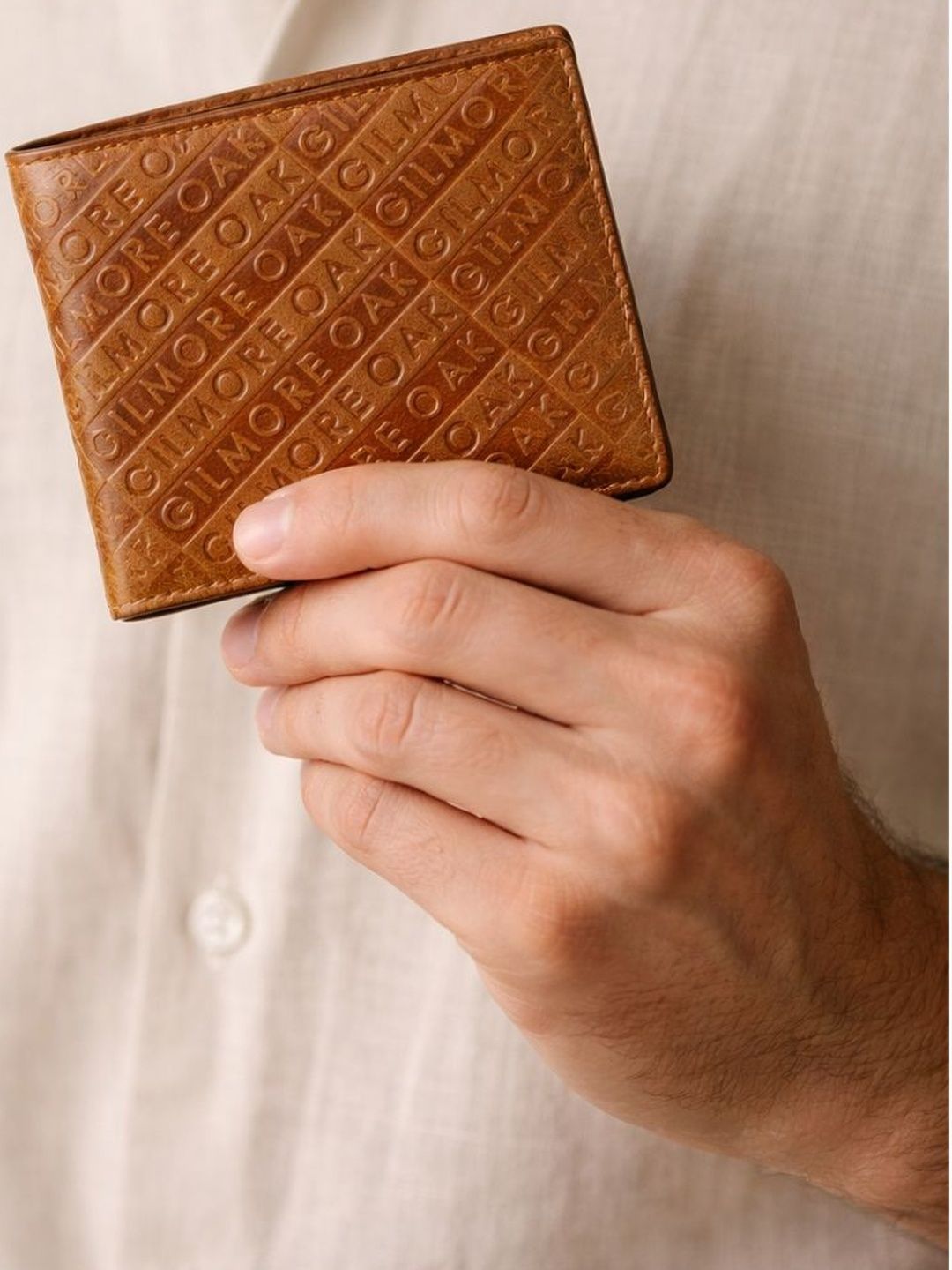 GILMORE OAK Men Textured Leather Two Fold Wallet