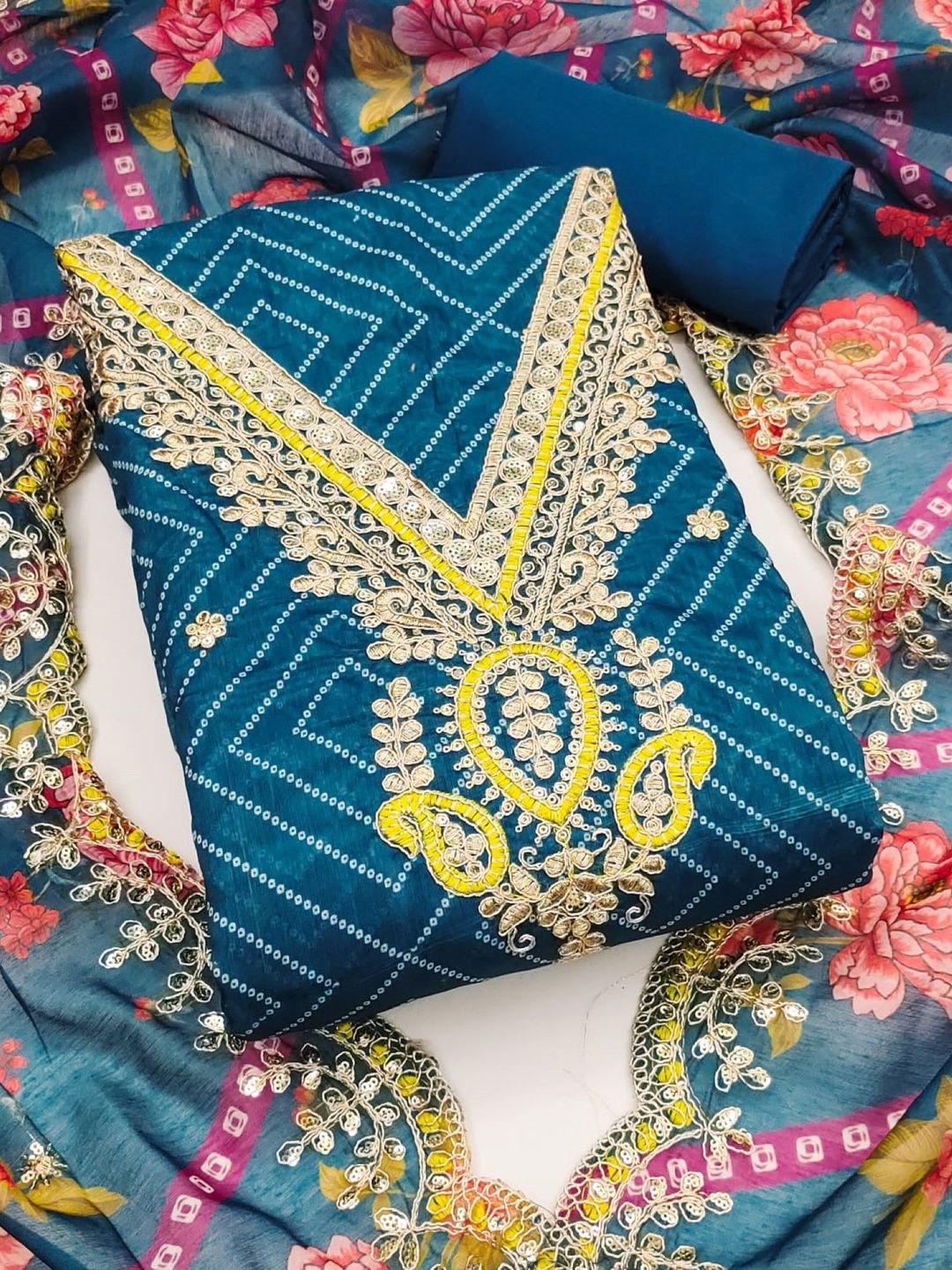 Dhaaga Ghar Embroidered Unstitched Dress Material