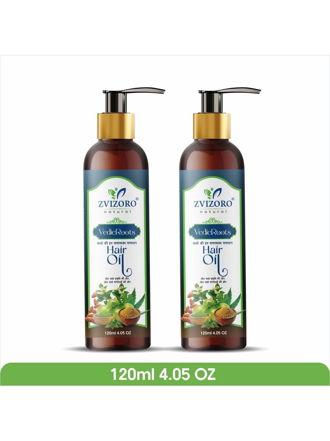 ZVIZORO ZVIZORO Set Of 2 Vedic Roots Hair Oil For Hair Growth - 120 ml Each