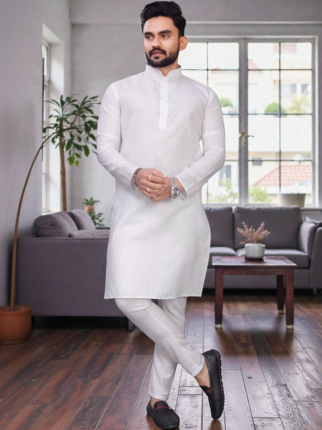 MAITHILI CREATION Mandarin Collar Cotton Kurta