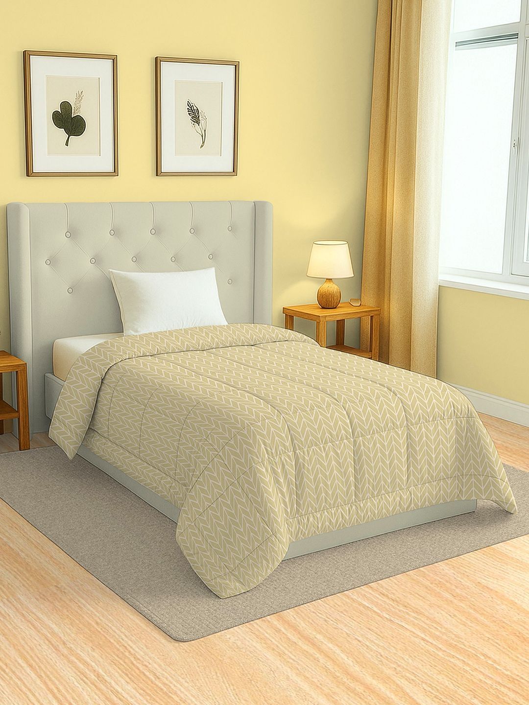 SWAYAM Beige & Cream-Coloured Geometric AC Room 150 GSM Comforter