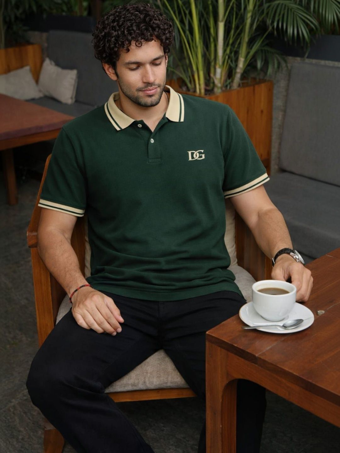 DAMN GUD DG Men Brand Logo Polo Collar T-shirt