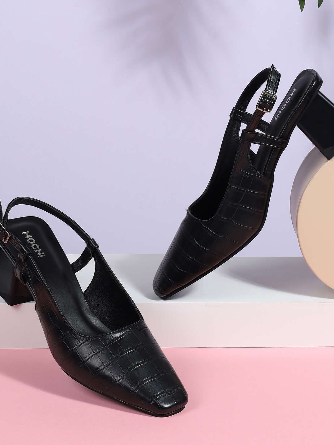 Mochi Mochi Women Textured Slip-On Heels