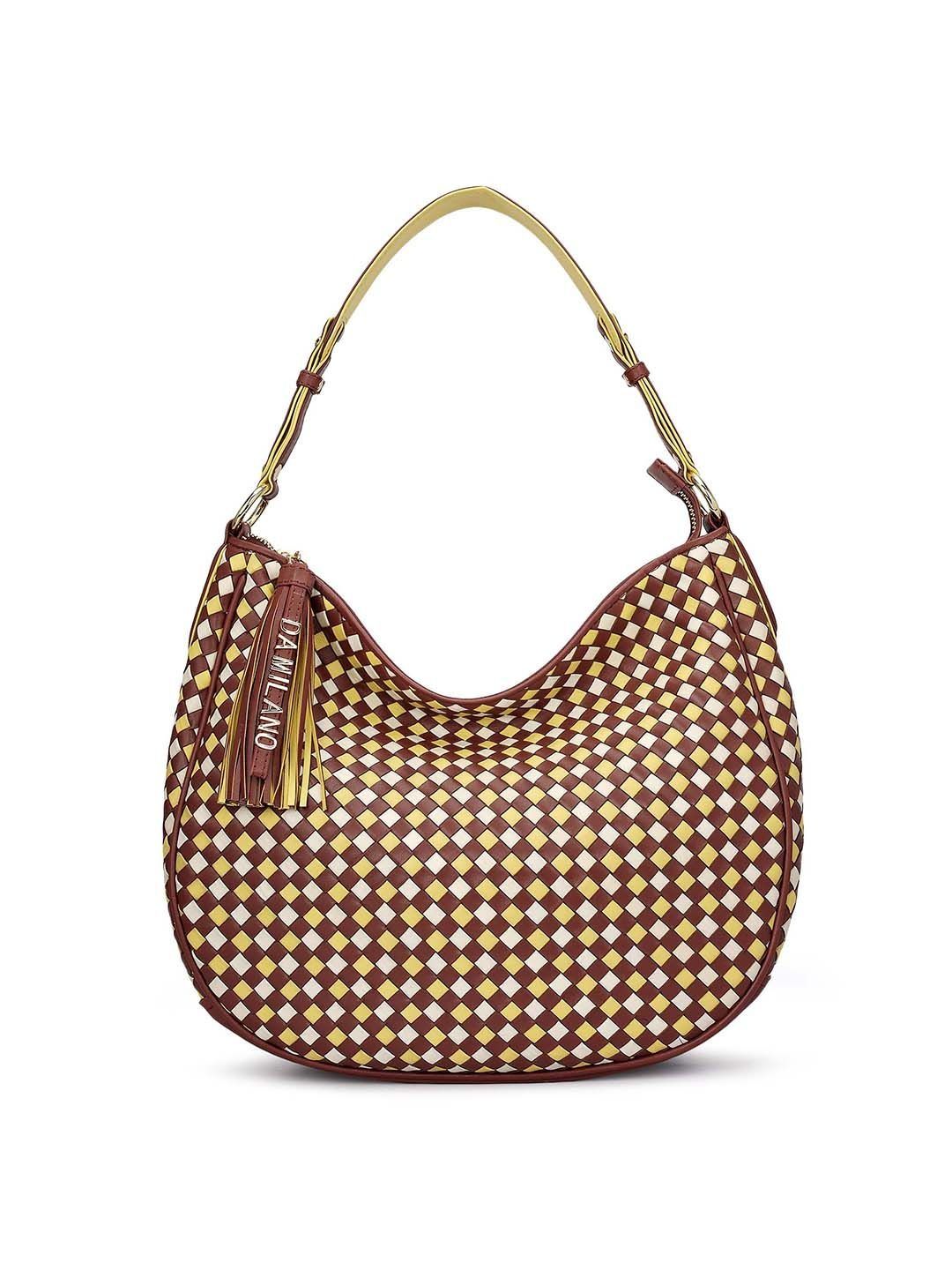 Leather Half Moon Hobo Bag Da Milano Textured Leather Half Moon Hobo Bag