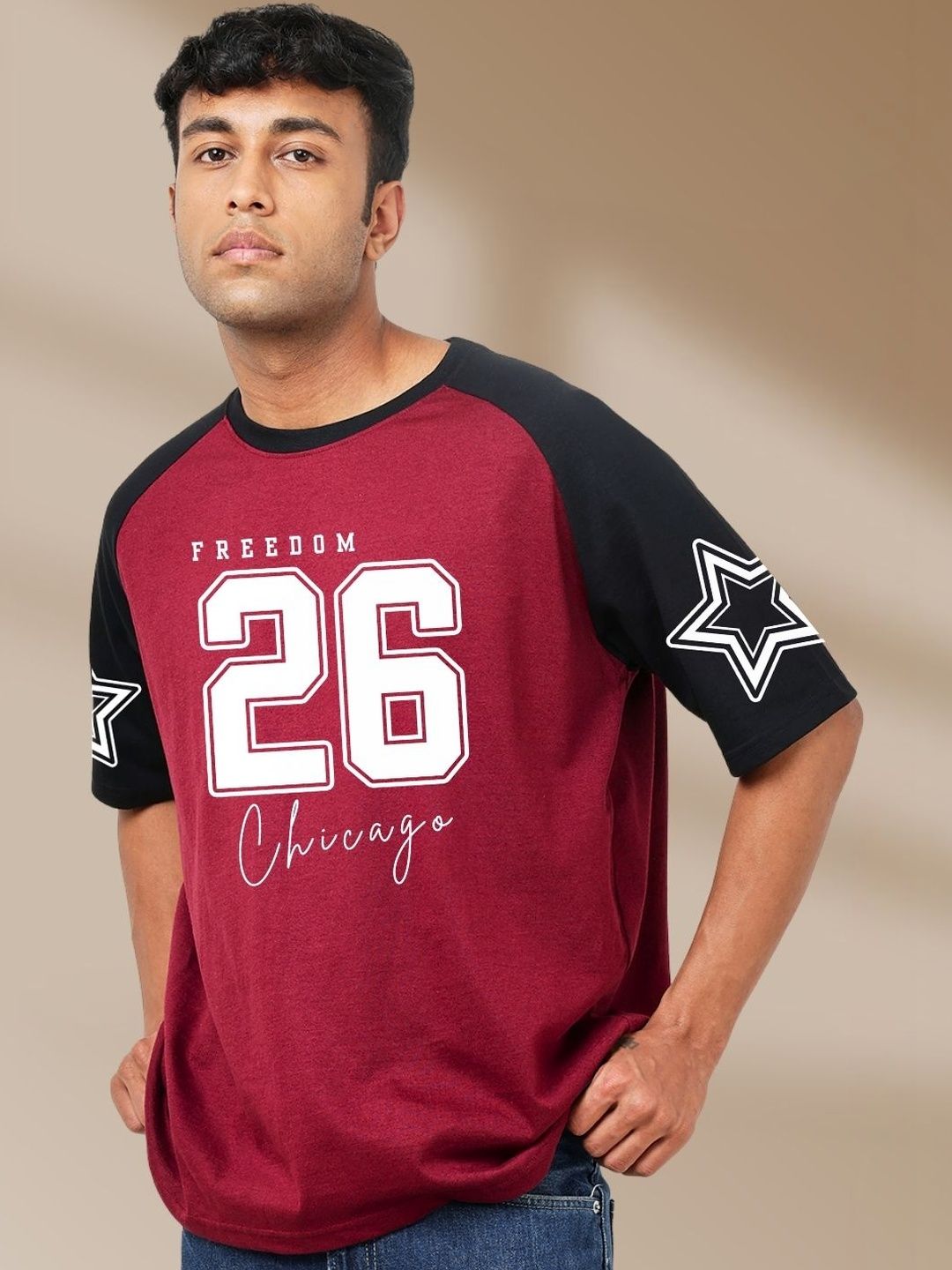 Cool Plus Men Typography Colourblocked T-shirt