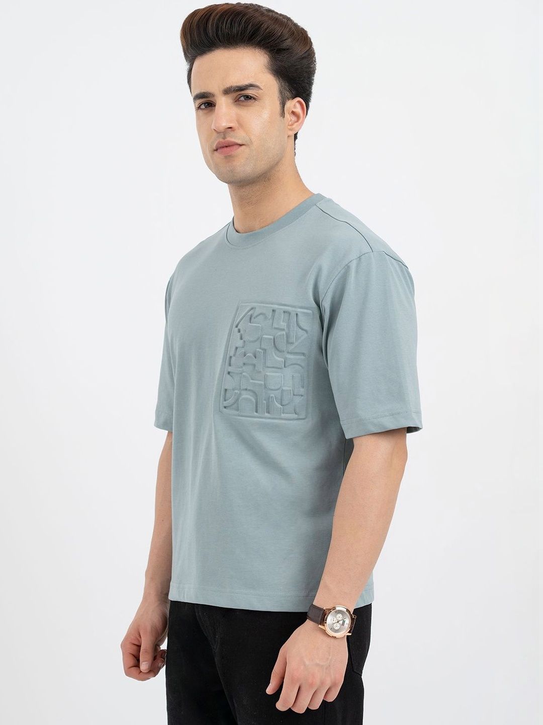 Red Tape Men Embossed T-shirt
