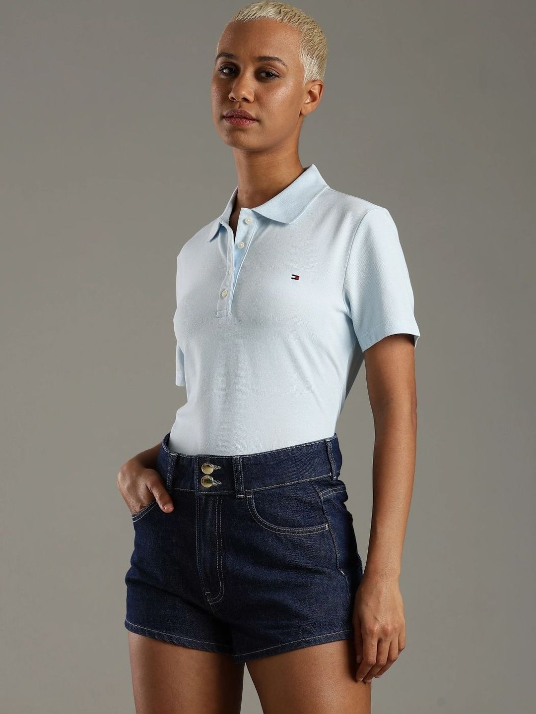 Brand Logo Polo Collar Slim Fit T-shirt