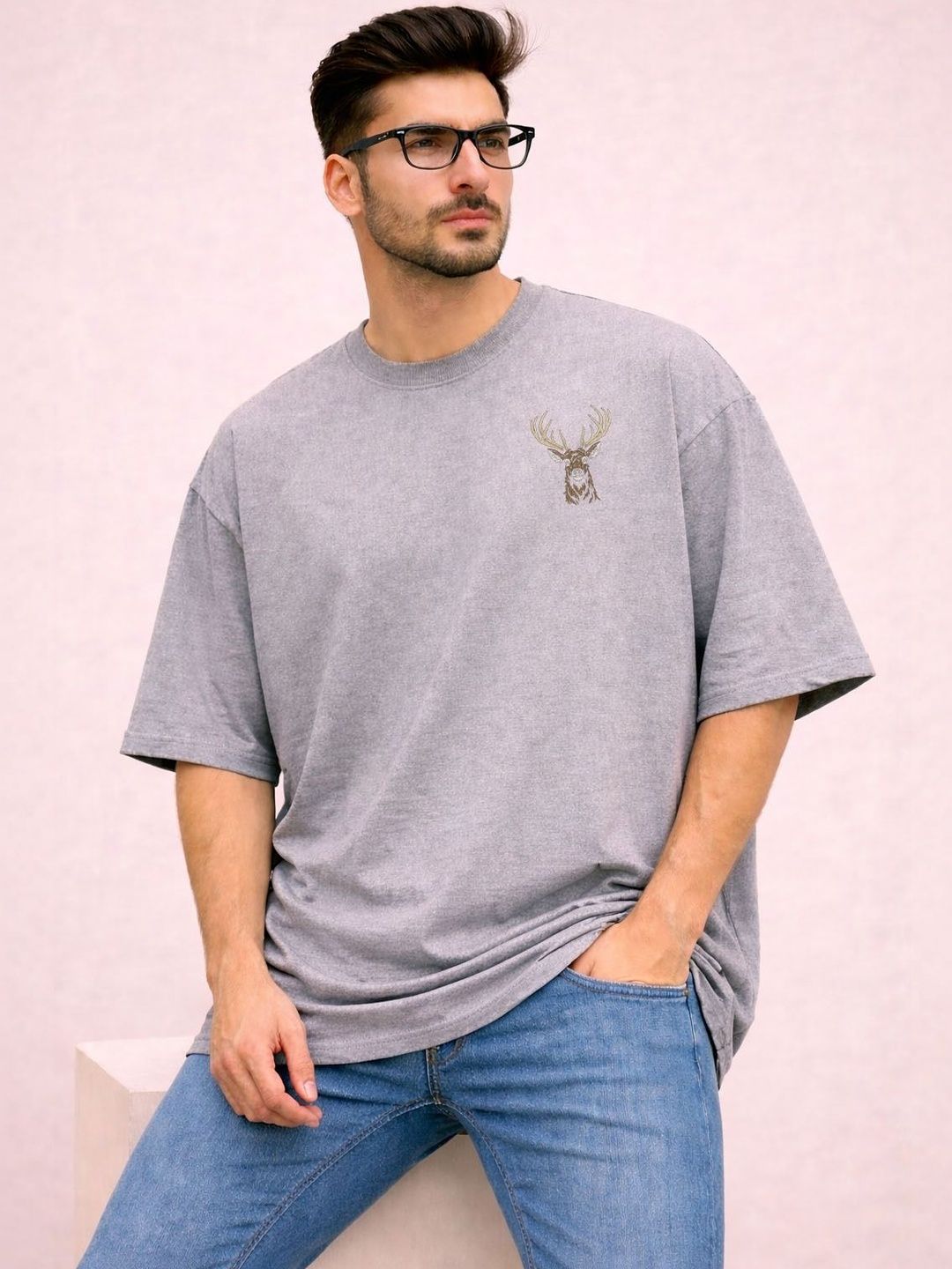 Moda Rapido Men Printed Drop-Shoulder Sleeves T-shirt