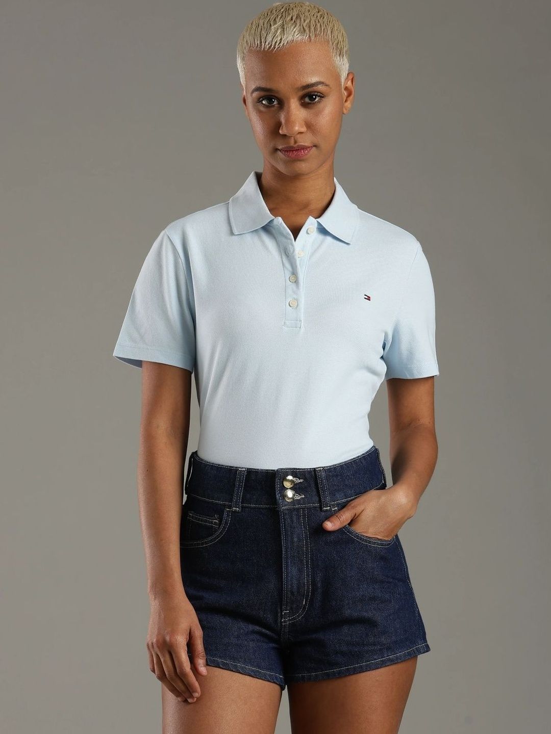 Brand Logo Polo Collar Slim Fit T-shirt