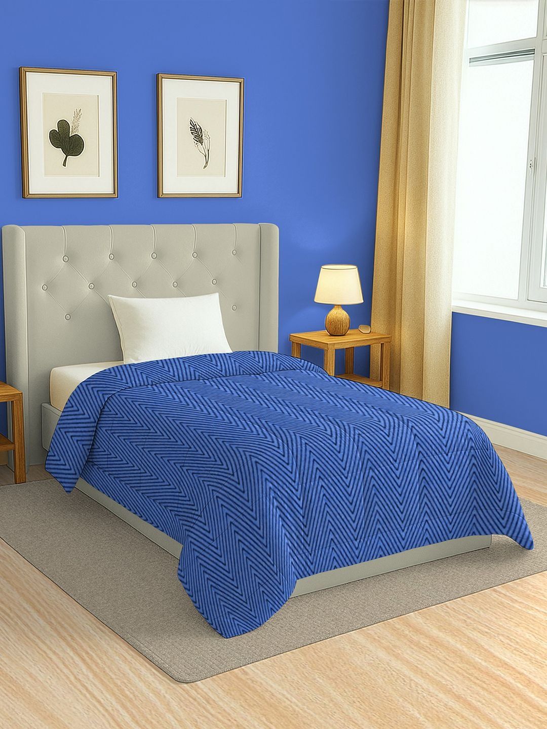 SWAYAM Turquoise Blue & Blue Geometric AC Room 150 GSM Comforter