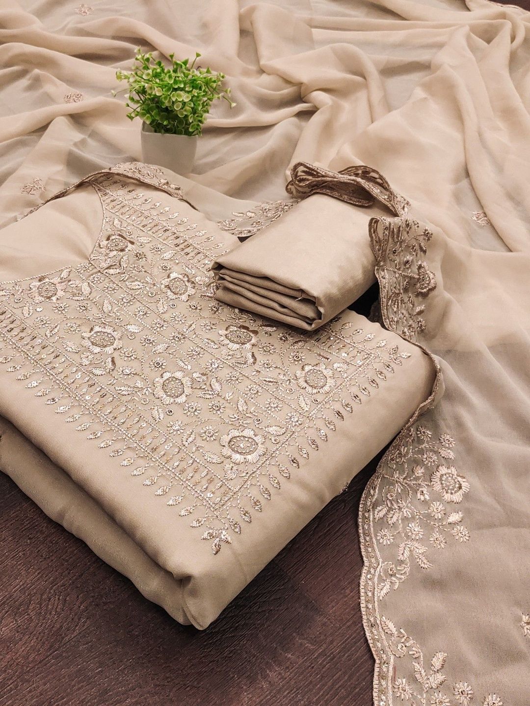 Beige Dress Material